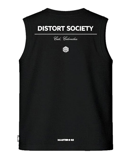 Camiseta manga sisa Society Deluxe negra - espalda