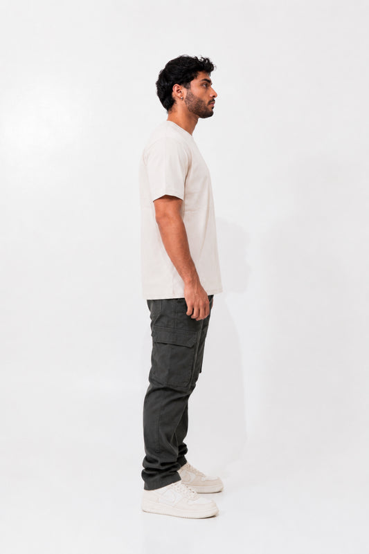 Camiseta basica Zenth color crudo, vista lateral